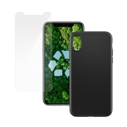 Hoesje iPhone X/Xs en beschermend scherm - Kunststof - Zwart