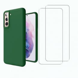 Hoesje Galaxy S21 5G en 2 beschermende schermen - TPU - Groen