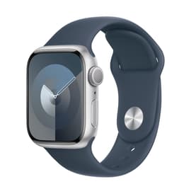 Apple Watch Series 9 (2023) GPS + Cellular 41 mm - Aluminium Zilver - Sportbandje Blauw