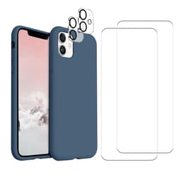 Hoesje iPhone 11 en 2 beschermende schermen - Silicone - Blauw