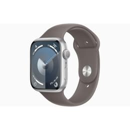 Apple Watch Series 9 (2023) GPS + Cellular 45 mm - Roestvrij staal Zilver - Sportbandje Grijs