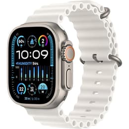 Apple Watch Ultra 2 (2023) GPS + Cellular 49 mm - Titanium Naturel titanium - Ocean-bandje Wit