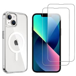 Hoesje iPhone 14 en 2 beschermende schermen - TPU - Transparant