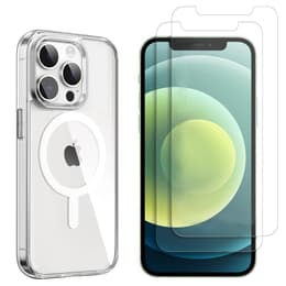 Hoesje iPhone 12/12 Pro en 2 beschermende schermen - TPU - Transparant