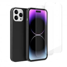 Hoesje iPhone 14 Pro Max en 2 beschermende schermen - Silicone - Zwart